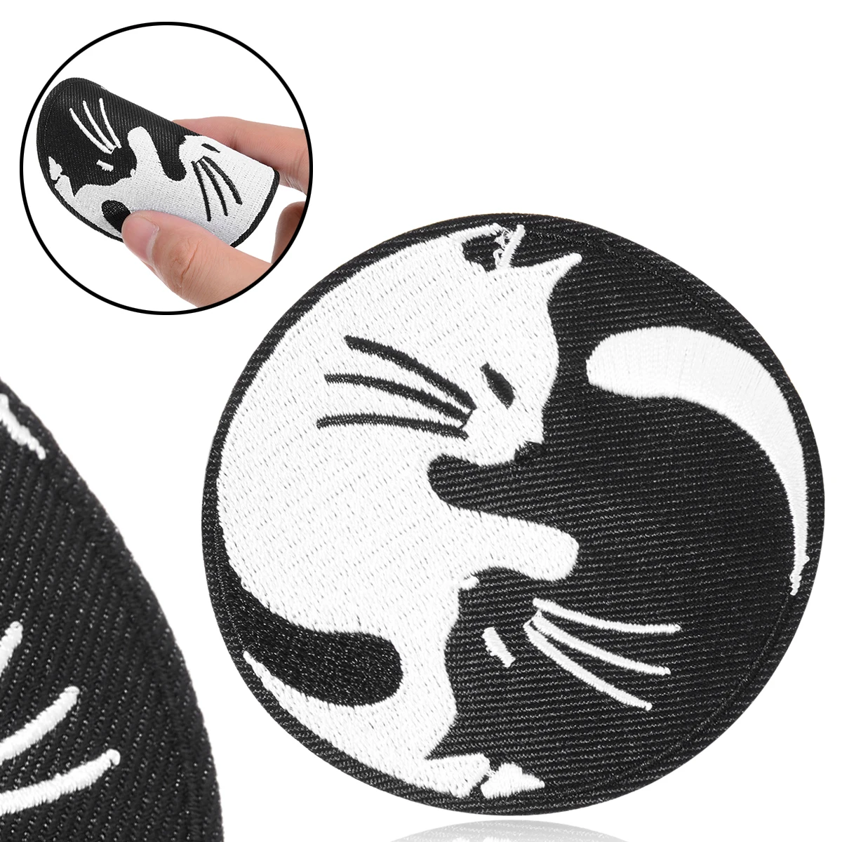 1pc New Animals Yin Yang White Black Cat Applique Sew Iron on Patch Badge Hat Jeans Fabric Cap T-shirt Cool Decoration - купить по