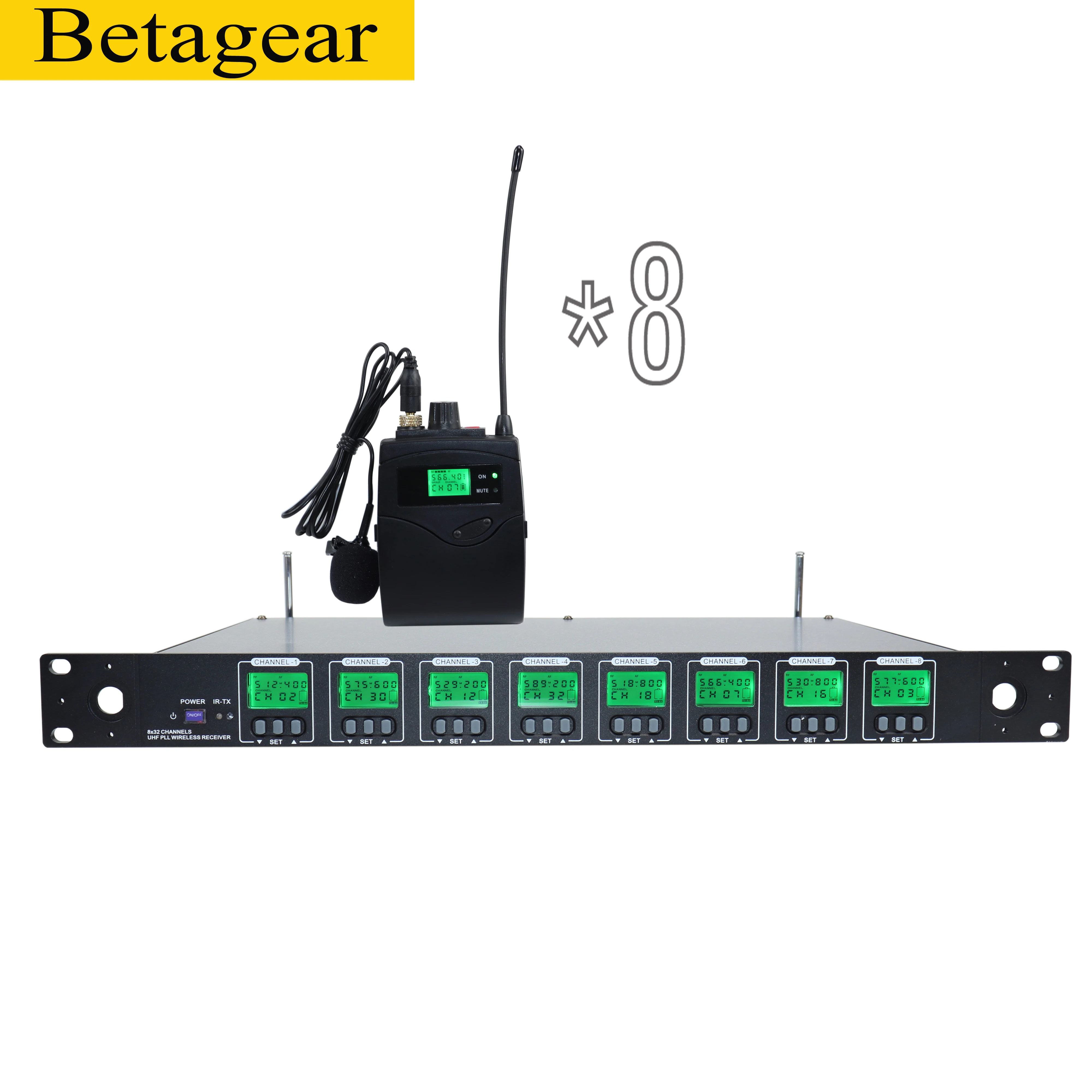 Betagear 8*32 канал частоты uhf беспроводной микрофон для профессионального аудио Беспроводная система производительность dj аудио 8 uhf приемник микрофон