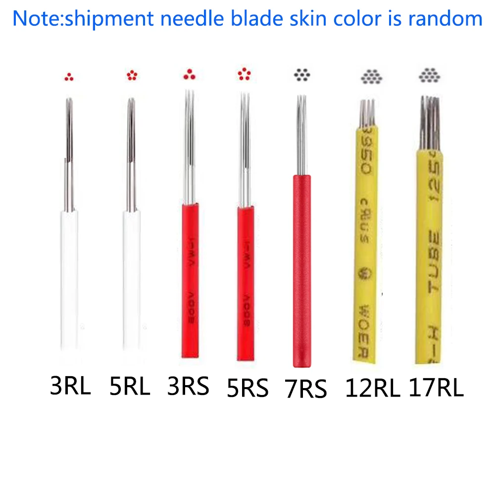 

100PCS 3R 5R 7R 12R 17R RL RStattoo needle Semi permanent makeup microblading blade manual pen fog needle tattoo accessory suppl