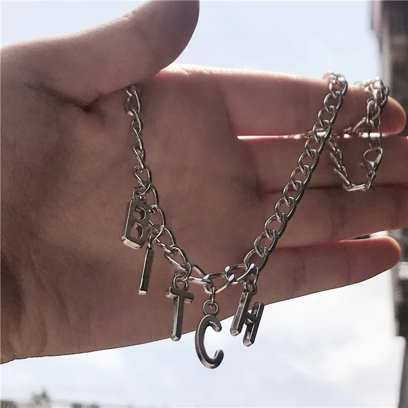 

New 2021 Fashion Letter Chain Necklace for Women Men Couple Gift DIY Jewelry Custom Necklace Collar Mujer Choker Gothic