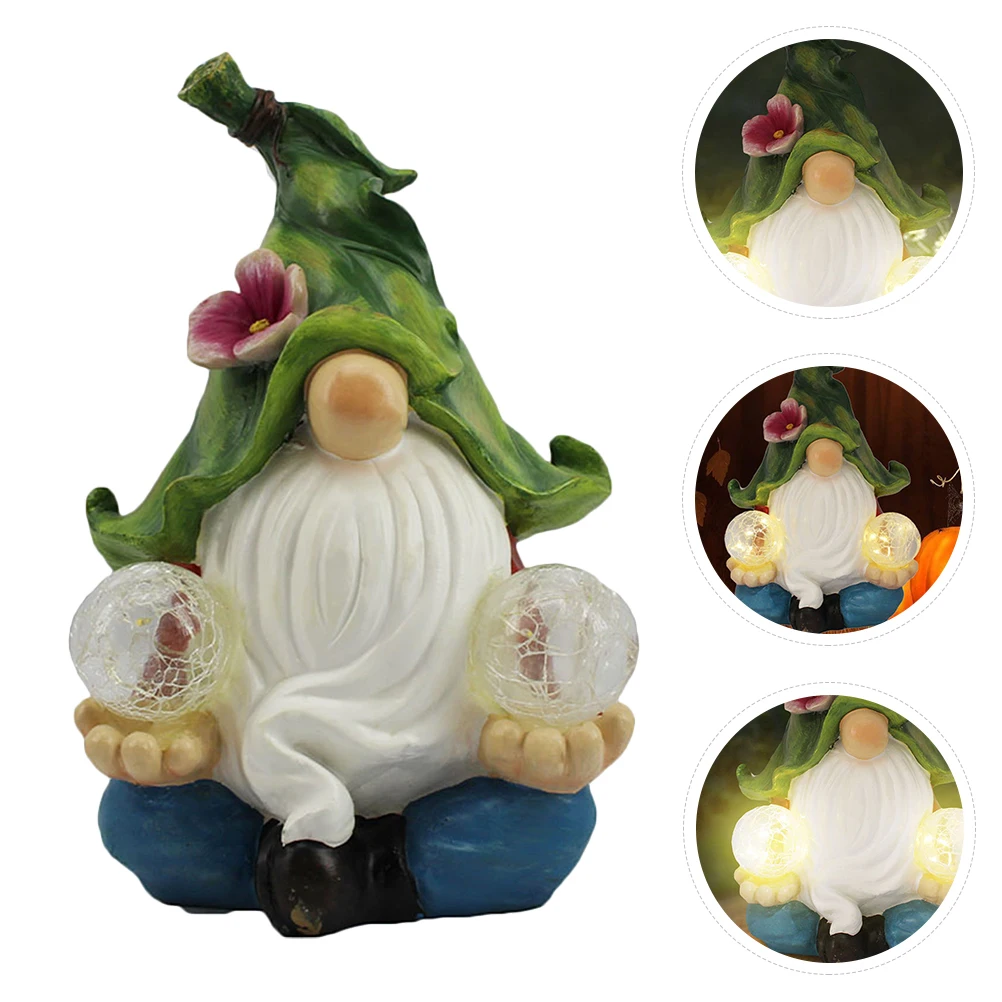 

1pc Warm Light Pretty Lovely Garden Lamp Gnome Statue Lamp for Home Fairy Gardens