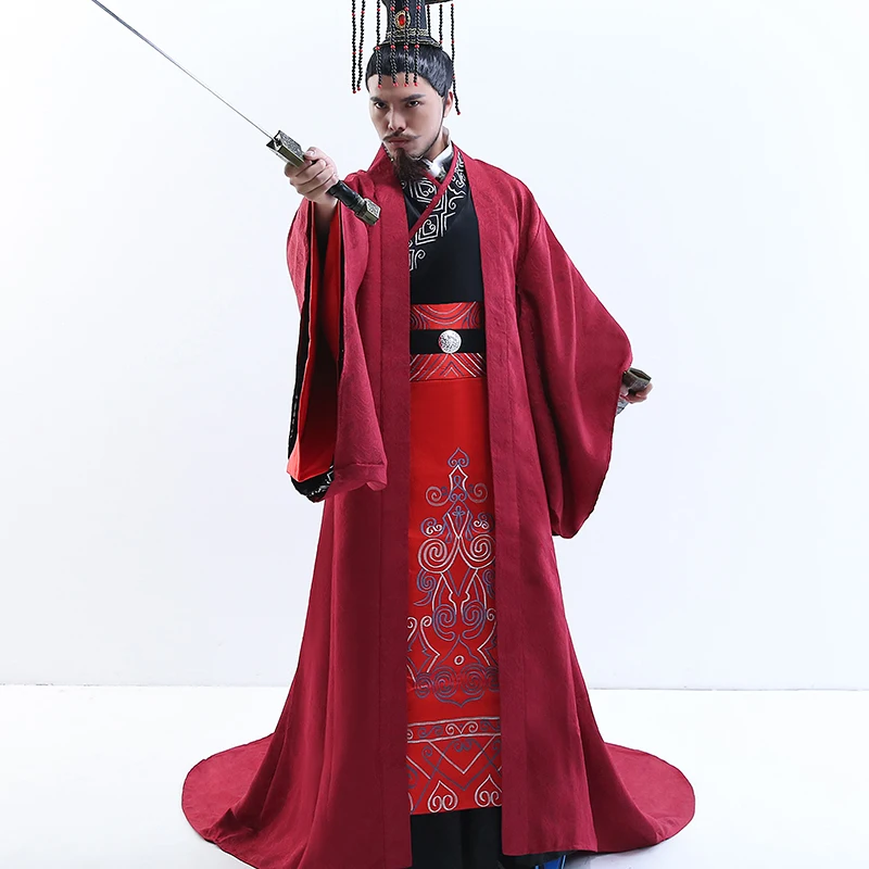 

Hanfu Men cosplay Chinese traditional dress Ancient Emperor Qin Shihuang Casual costumes emperor stage performance costumes sets