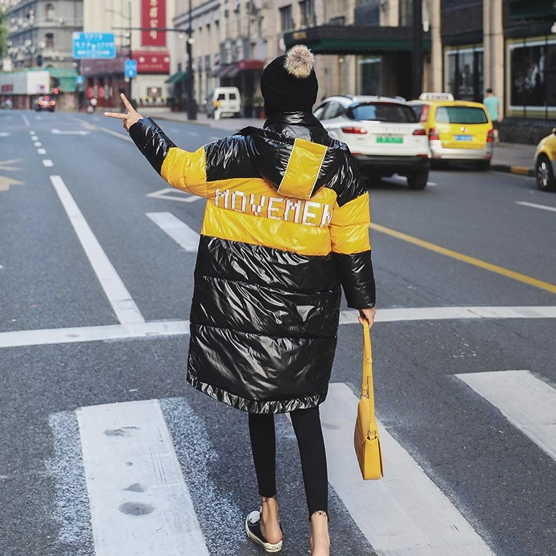 Водонепроницаемое длинное зимнее пальто для женщин новинка 2020 модная Глянцевая