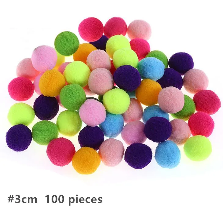 BS94-3cm-100pcs 1 1,5 2 2,5 3 см большой средний маленький цветной шерстяной шар для мальчиков и девочек Игрушки для детского сада ручной работы материалы плюшевая палочка помпоны BS94 - Цвет: BS94-3cm-100pcs