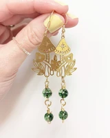 magic mushrooms green phantom quartz earrings celestial earringswaterfall earringswitchy earringsboho