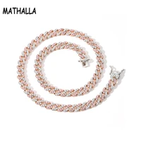 mathalla 9mm ice out zircon women necklace high quality cz cuban chain miami clasp necklace hip hop jewelry as a gift