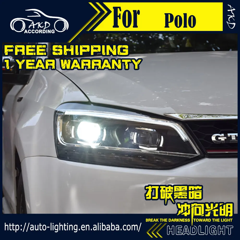 AKD автостайлинг фара для VW Polo светодиодный ная 2011-2017 Новинка DRL H7 D2H Hid опция