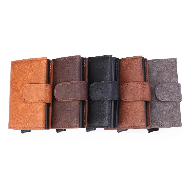 

Bycobecy 2020 New Arrivals RFID Anti-Theft Smart Wallet Pu Leather Metal Folding Wallet Business Card Holders For Men