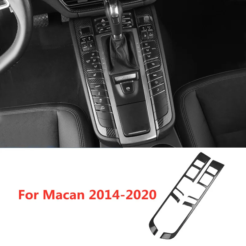 

2pcs Set Real Carbon Car Interior Gear Panel Styling Moulding Trim for Porsche Macan 2014-2020 Black
