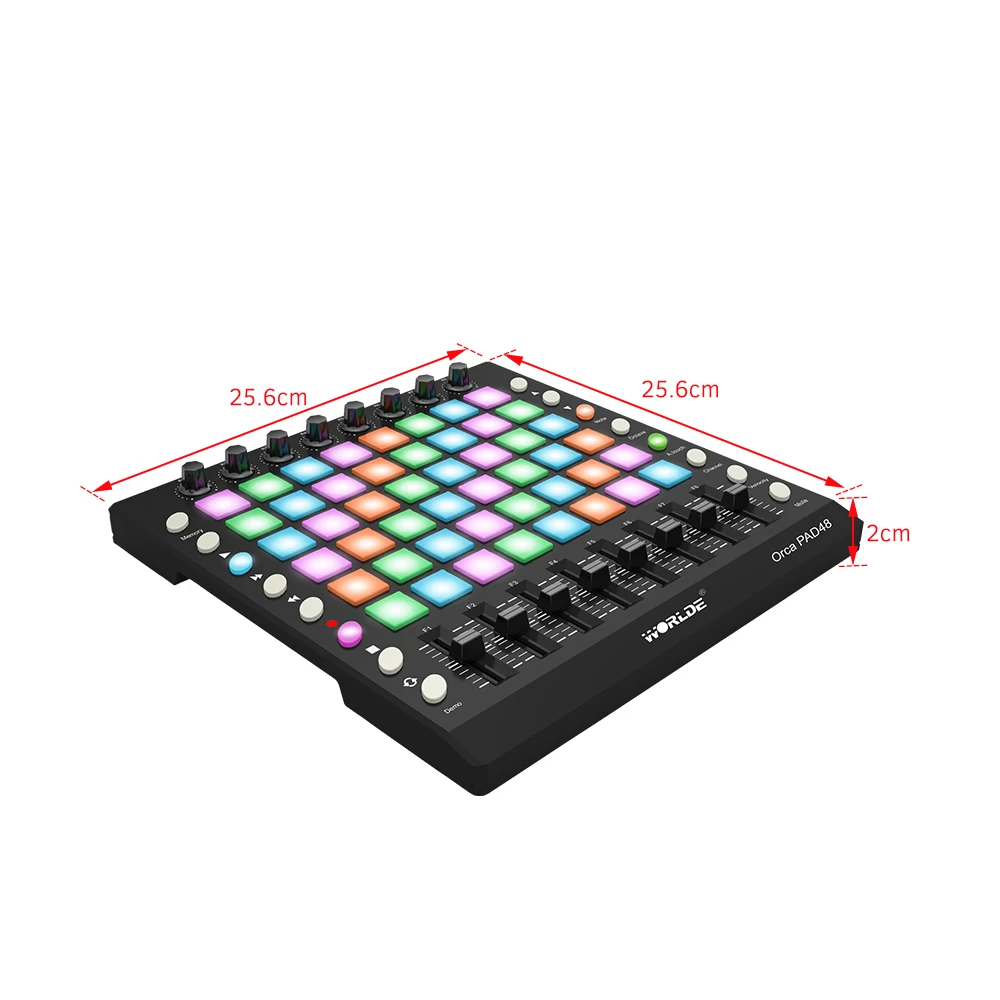 Портативный USB MIDI контроллер WORLDE PAD48 колодки с подсветкой 48 RGB 8 ручек 16 кнопок