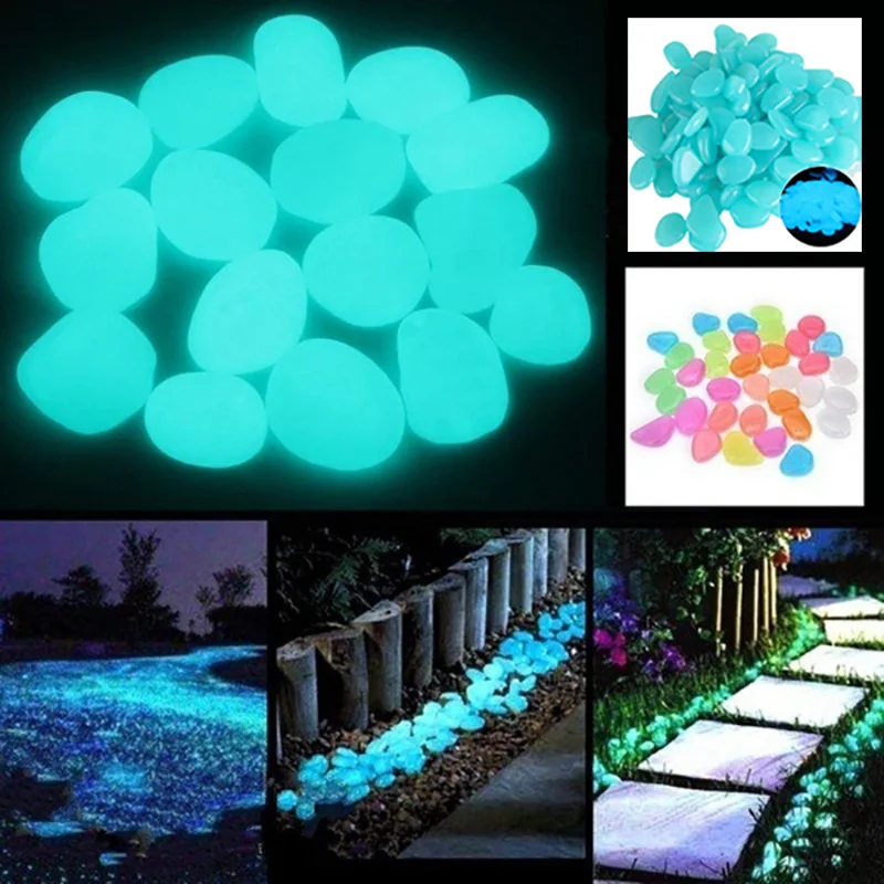 

50Pcs Luminous Stone Rock Glow In The Dark Decorative Stones for Garden Outdoor Yard Lawn Aquarium Decor Luminous Pebbles