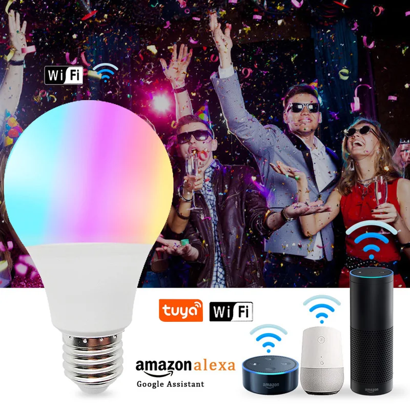 Беспроводная умная Светодиодная лампа Tuya Wi-Fi Рождественская домашняя E27