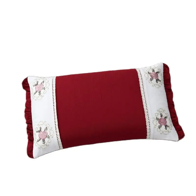 Подушка для шеи 30 х50 см из хлопка с вышивкой | Дом и сад