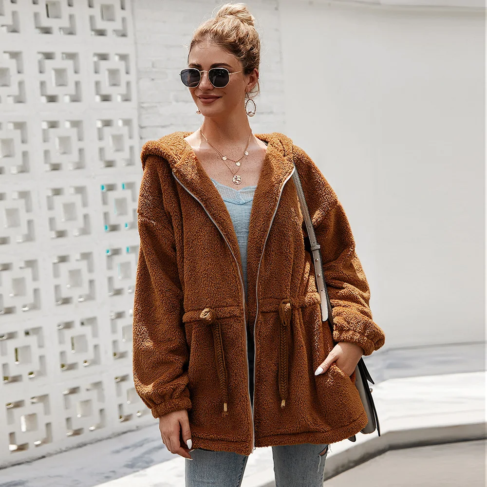 Плюшевая толстовка с капюшоном Женская Толстовка со шнуровкой толстовки на