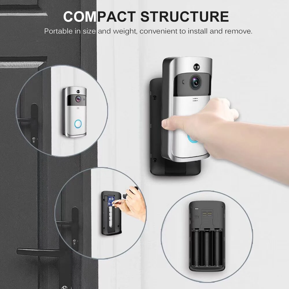 

Wireless Intelligent Doorbell 720P Camera WiFi Visual Video Phone Door Infrared Night View PIR Motion Sensor APP Remote Control