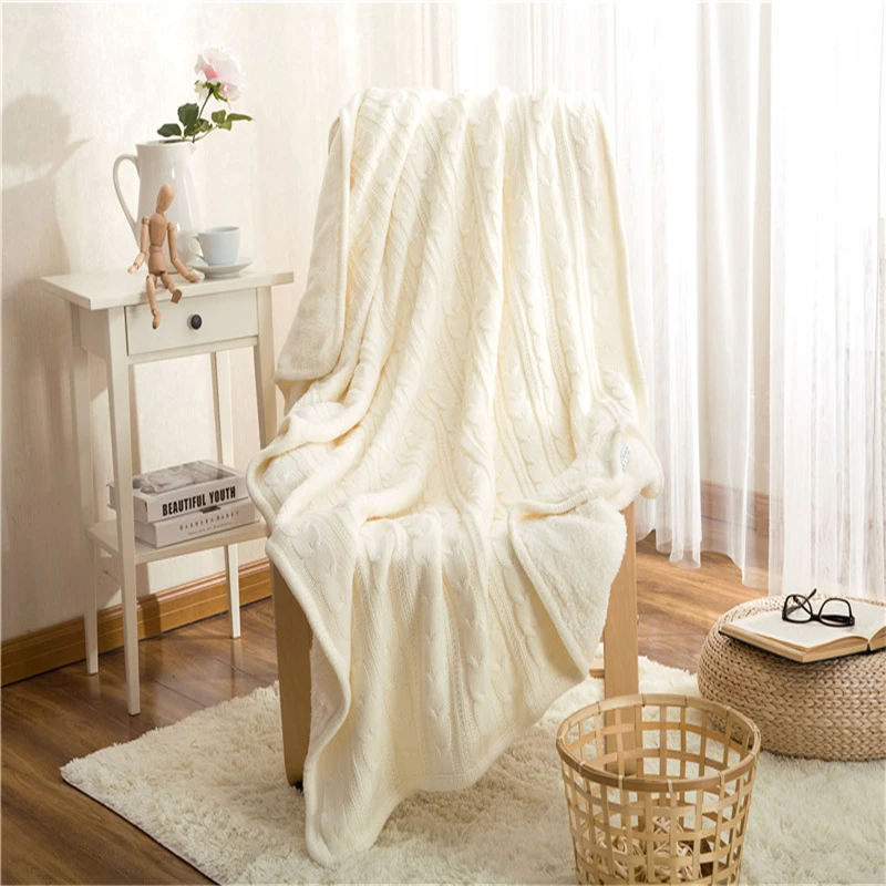 Online Benang Selimut Rajutan Plus Beludru Sofa Selimut Musim Dingin Fashion Cape Kursi Sofa Tempat Tidur Dekorasi 120X180 Cm 3 Warna Gaya 2