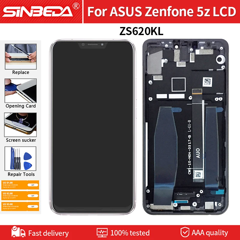 6 2 &quotоригинал для Asus Zenfone 5z ZS620KL ЖК дисплей сенсорный экран с рамкой дигитайзер