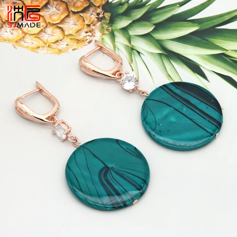 Женские винтажные серьги подвески SJMADE висячие из розового золота 585 пробы с