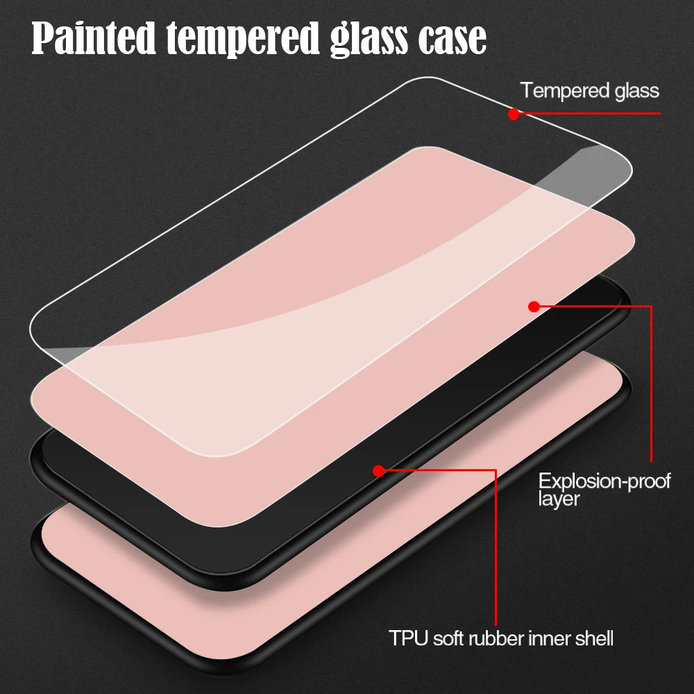 Tempered Glass Phone Case For Xiaomi Redmi Note 7 6 8 11 10 Pro Max 11pro 5 Mi 9t Pro 9 8 Lite Mi9 Mi8 Case Cover Shell Coque