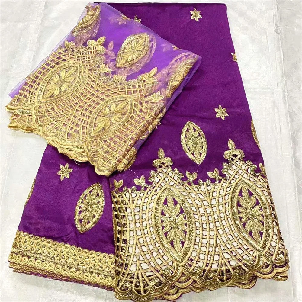 2021 Африканское кружево George с шелковой тканью желтая нигерийская блузка обертка