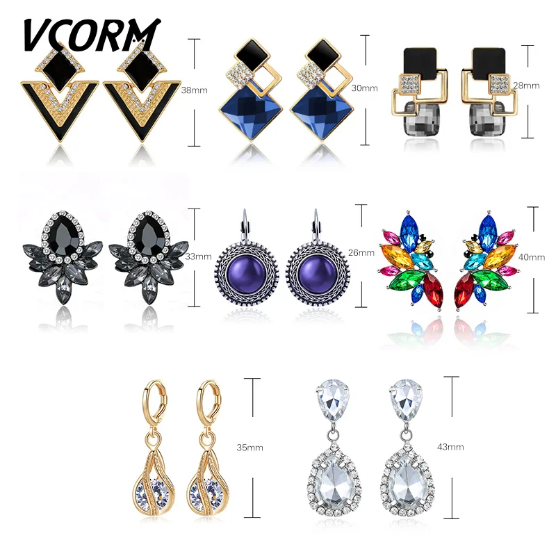 VCORM новые корейские модные длинные висячие серьги с кристаллами для женщин массивные классические геометрические висячие серьги хорошее ювелирное изделие подарок