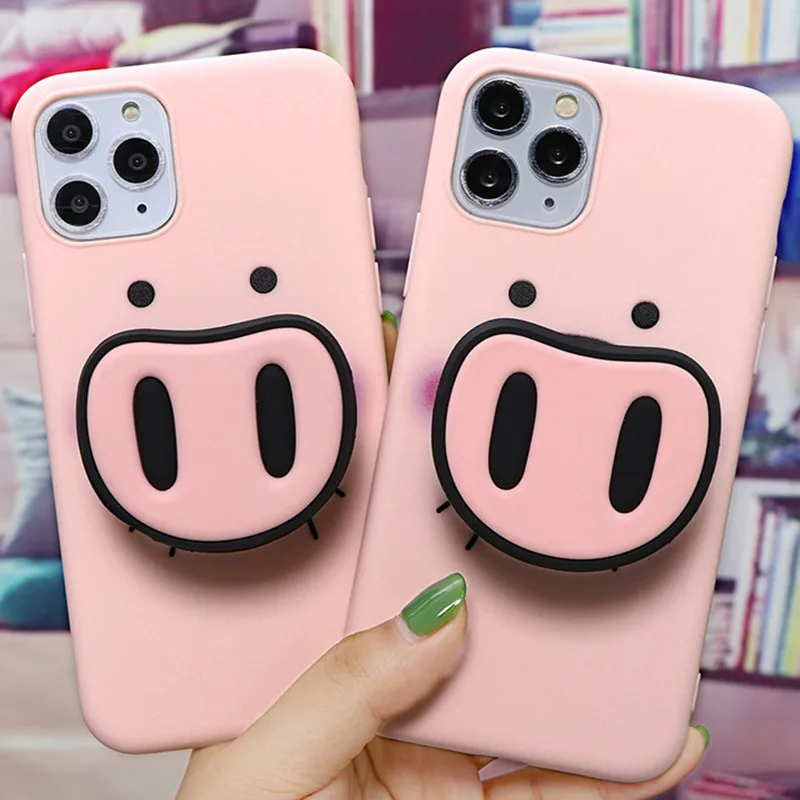 3D милый розовый держатель для телефона с изображением поросенка iPhone XS 11 Pro Max 6 6s 7 8