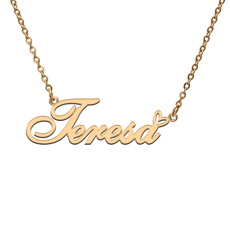 

God with Love Heart Personalized Character Necklace with Name Teresa for Best Friend Jewelry Gift