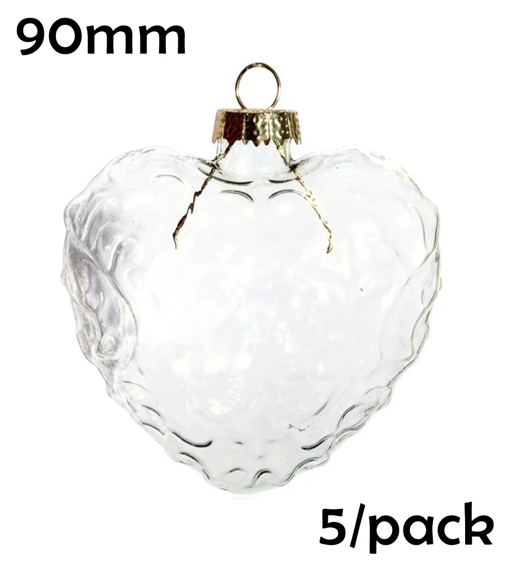 

Promotion - DIY Paintable Clear Christmas Decoration Ornament 90mm Glass Zebra Heart, 5/Pack