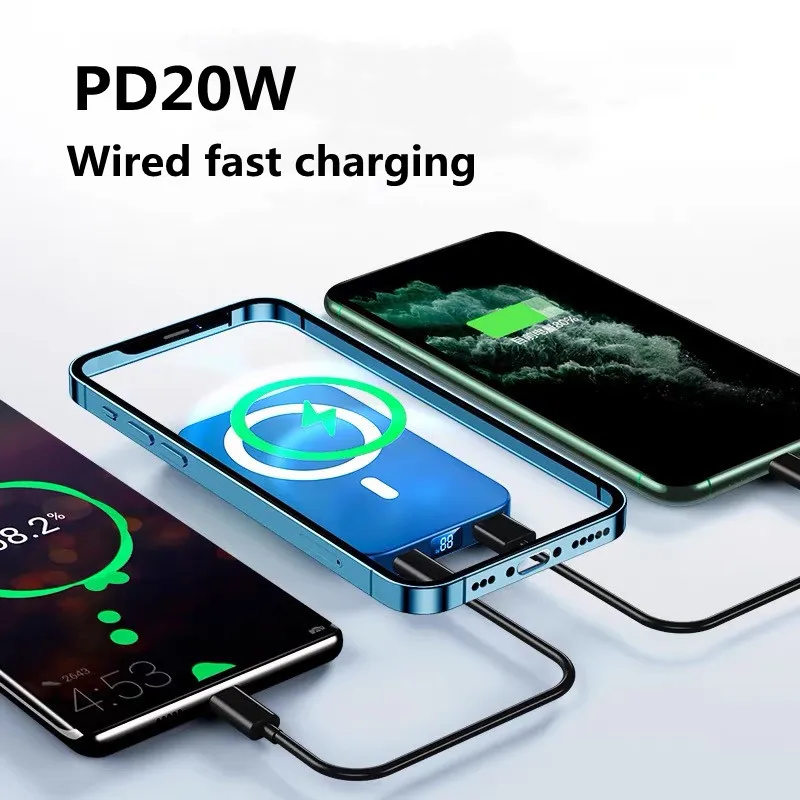 10000mah magnetic power bank pd20w fast charging for apple iphone 13 xiaomi huawei samsung external battery 15w wireless charger free global shipping