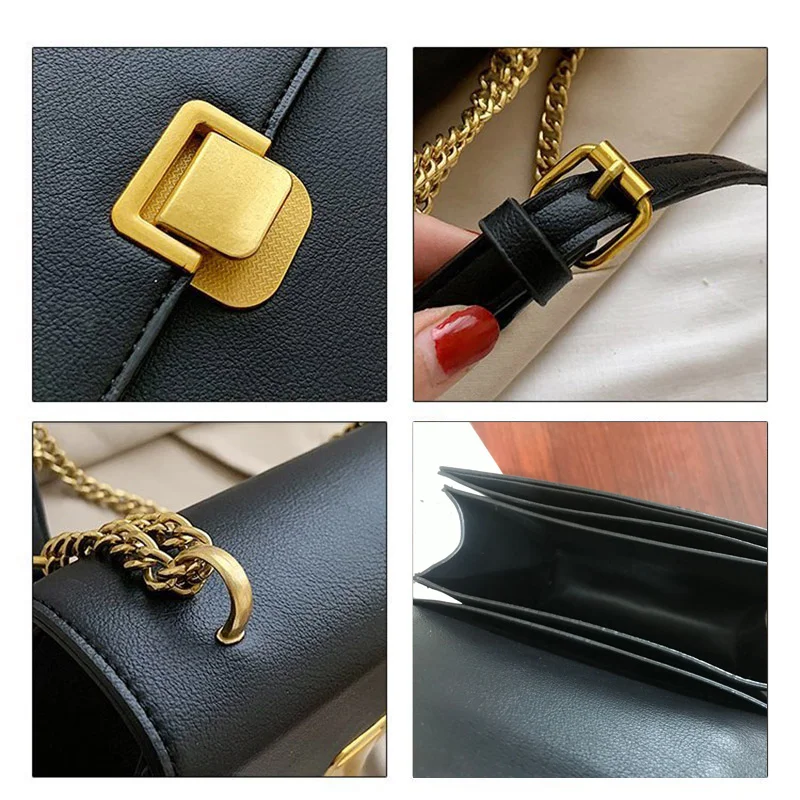 

Freshs Small Square Bag For Women Simple Fashion Ladies Shoulder Bag with Exquisite Lock Female Crossbody Package Shopper Bags