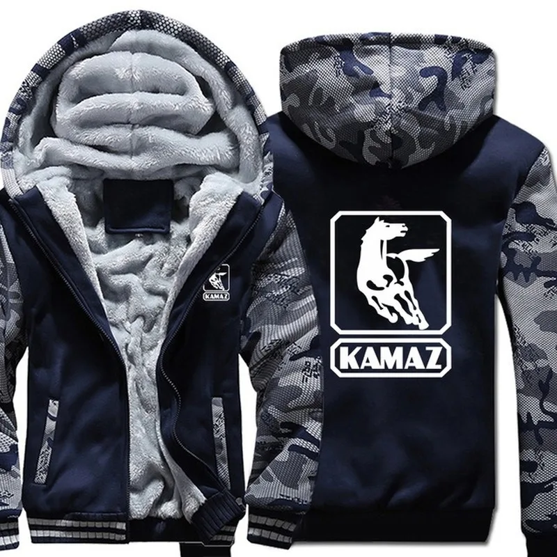

NEW Kamaz Truck Hoodies Winter Camouflage Sleeve Jacket Men Fleece Thicken Warm Fleece cotton Zipper Raglan Coat Male Tracksuit