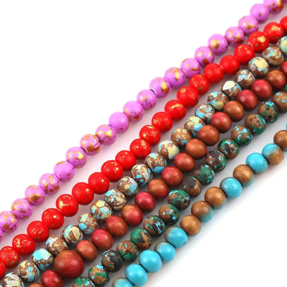 DoreenBeads модные деревянные бусины разделители Круглые разноцветные точечные DIY