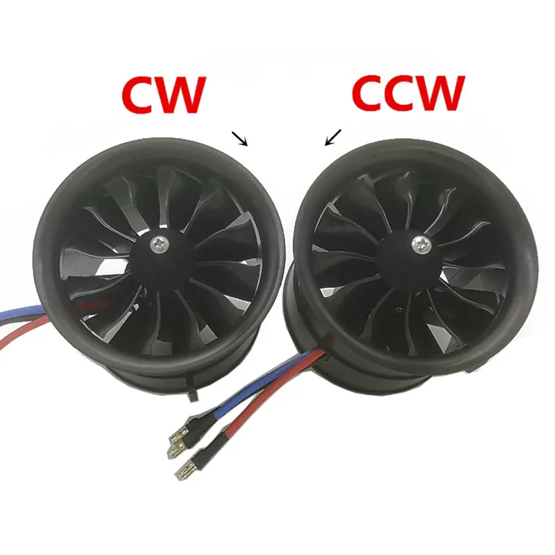 Вентилятор Hobbyhh EDF 70 мм CW и CCW 12 лезвий 4S 2800kv 6S 2100kv 80A ESC для модели самолета Jet RC -