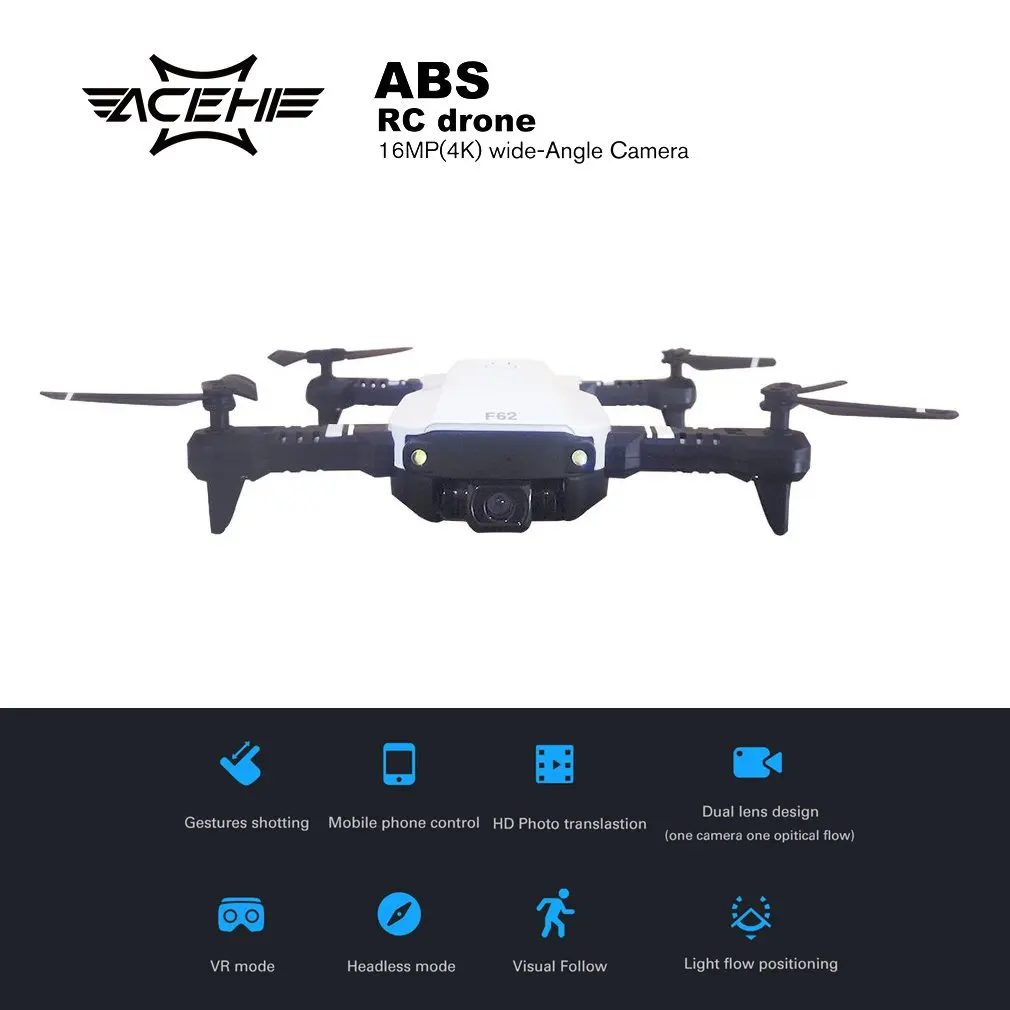 4K White 1B F62 2,4G wifi 0.3MP/4K 16MP HD широкоугольная камера Радиоуправляемый Дрон оптическое управление потоком жестов смарт-контроль Радиоуправляемый вертолет Дрон модель - Цвет: 4K White 1B
