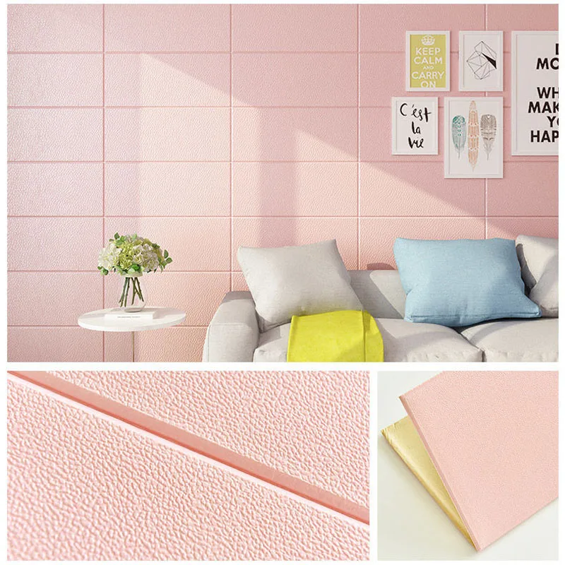 

3D Wallpaper DIY Marble Brick Wall Sticker Self-Adhesive Waterproof Wall Papers for Kids Room Bedroom Panels Home Decor