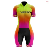 vezzo 2021 cycling jumpsuit summer clothing new sleeves female monkey cycling shorts short sleeves tights triathlon 9d gel