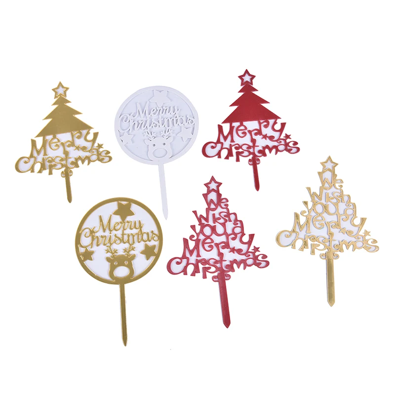 

1pc Merry Christmas Cake Flag Topper Acrylic Cake Card Party Cake Decoration