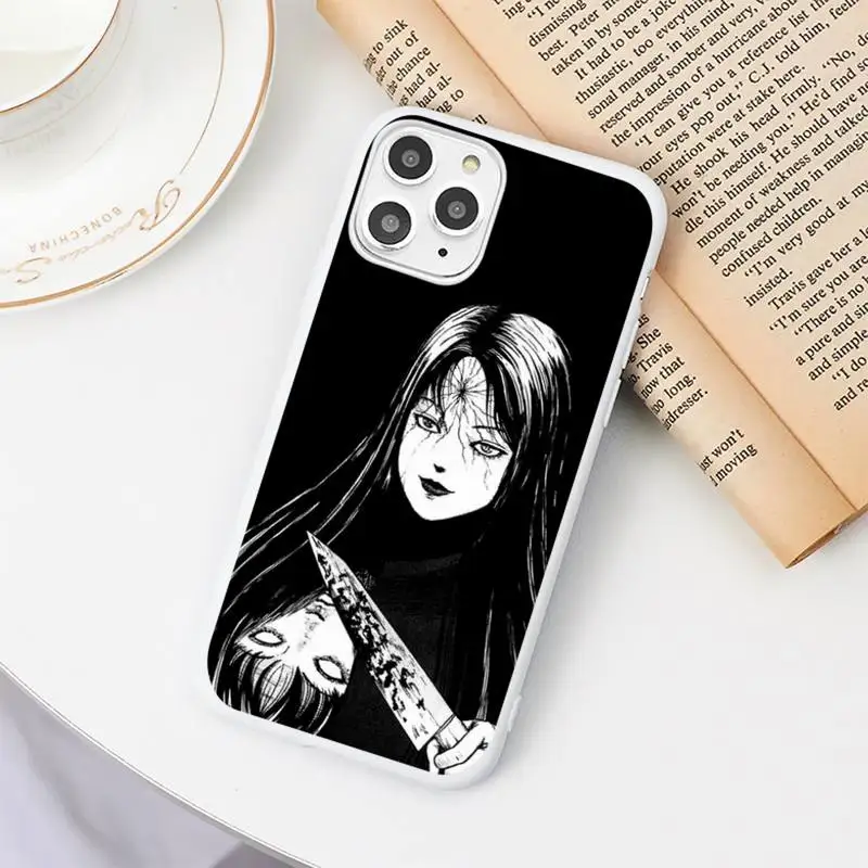 

Junji Ito Tees Horror Phone Case Candy Color White for iPhone 11 pro XS MAX 8 7 6 6S Plus X 5S SE 2020 XR