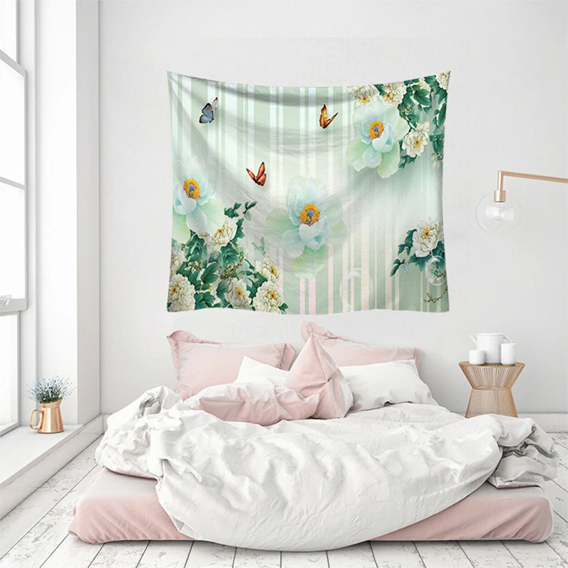 Цветок гобелен деревянная стена подвесное покрывало домашний декор настенная