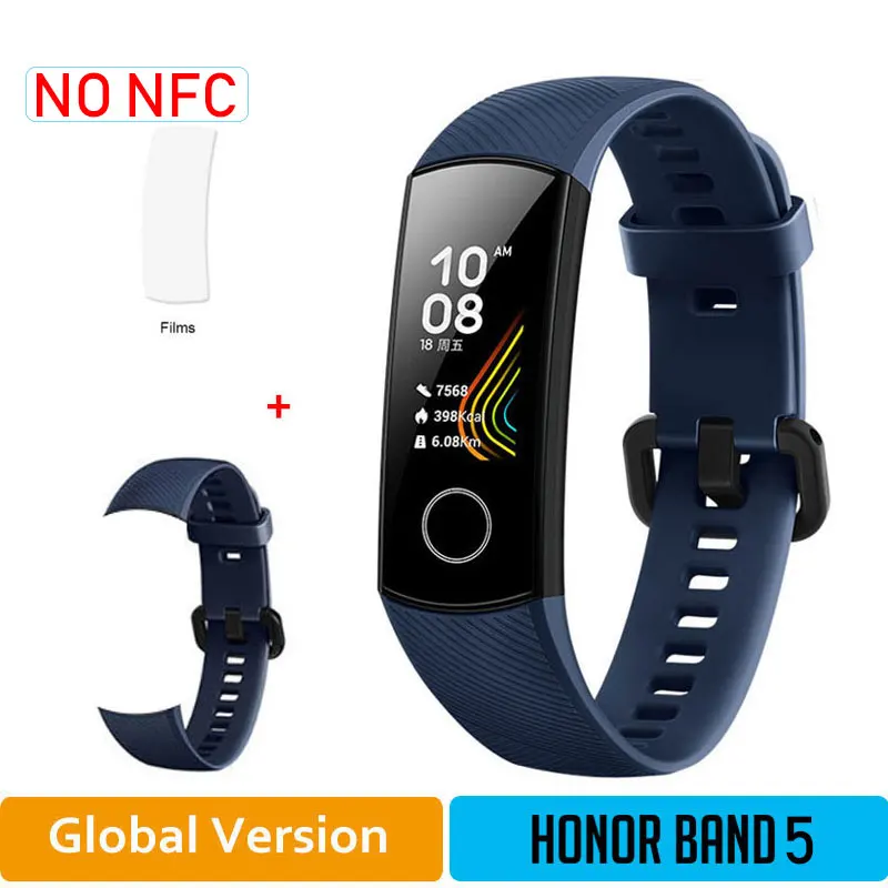 GLBlue5moDB Глобальная версия Honor Band 5 браслет с кислородом крови смарт-трекеры активности Bluetooth умный Браслет мониторинг сердечного ритма - Цвет: GLBlue5moDB