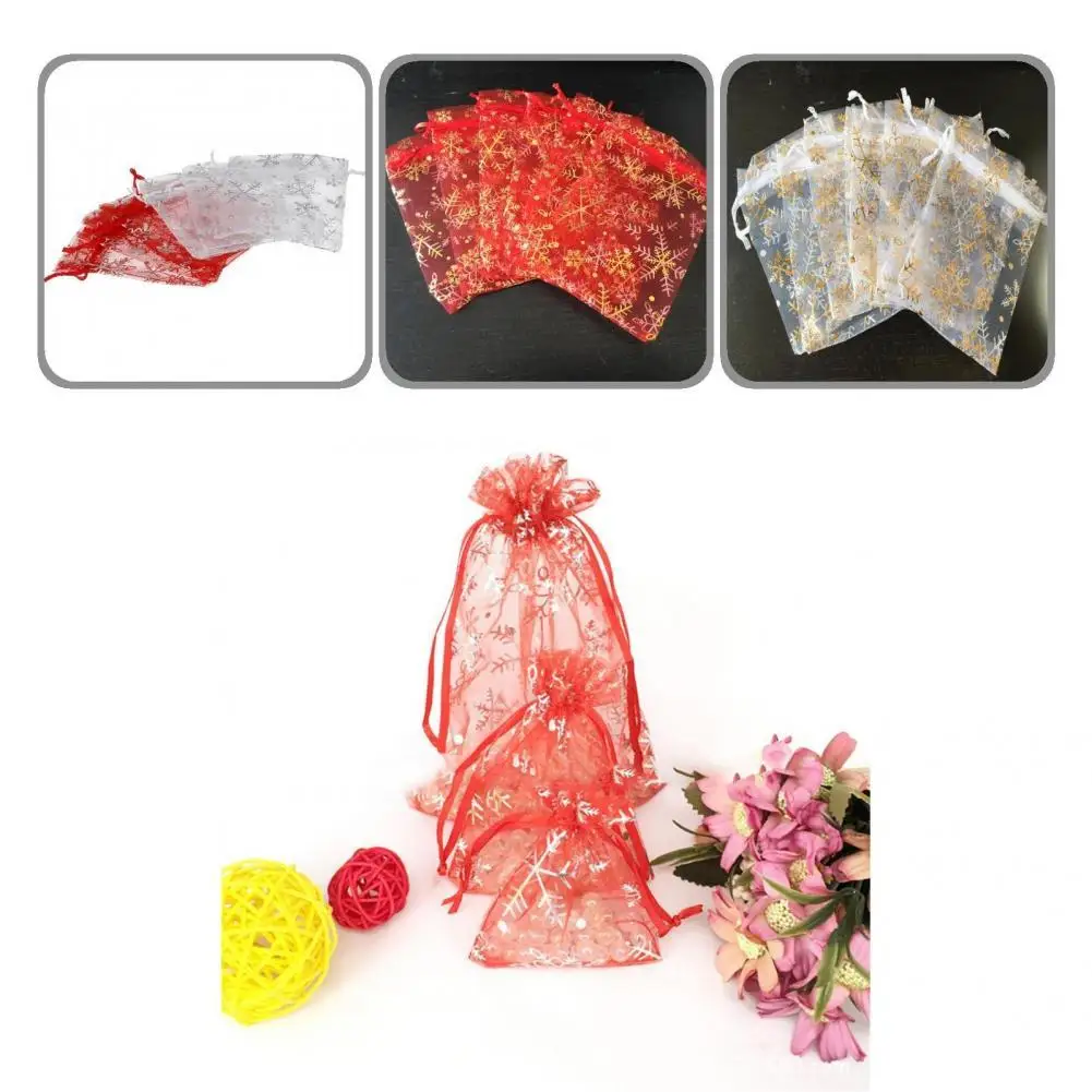 

100Pcs Goodie Bag Decorative Organza Multi-Purpose Snowflake Jewelry Bag Gift Bags Party Supplies