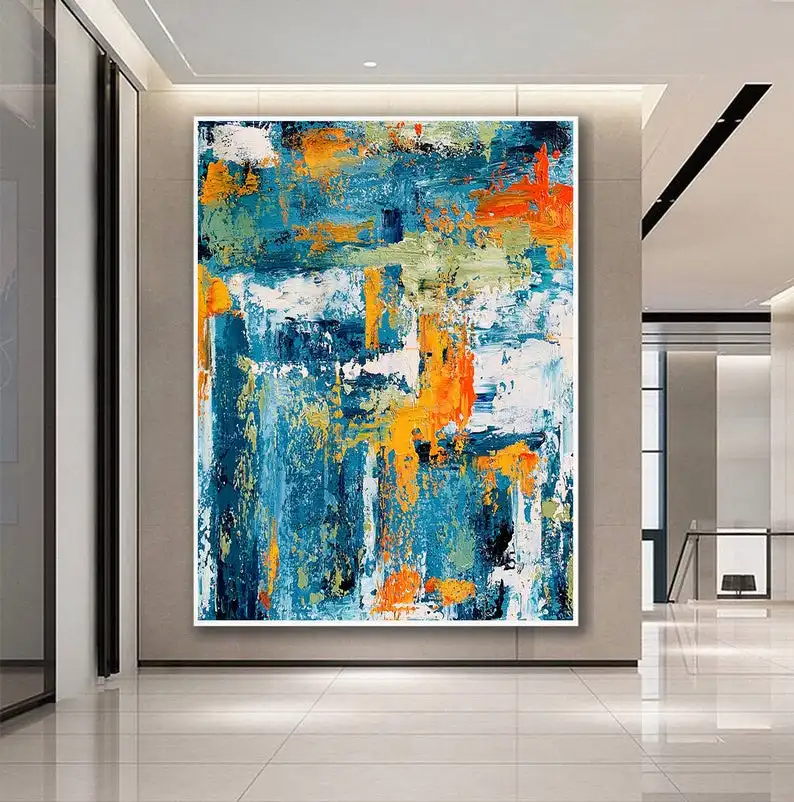 

Original Painting Abstract,Large Abstract Wall Art,Contemporary Art,Painting on Canvas,Blue,Teal,Extra Large Painting,Modern art