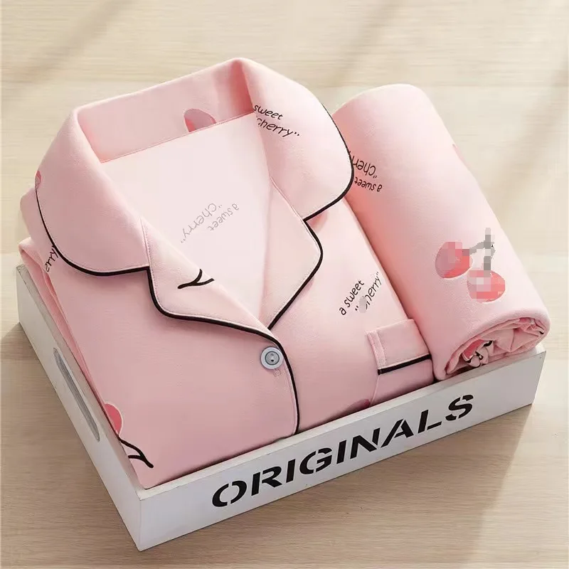 

Cartoon Pajamas Autumn Women's Pajamas Long-sleeved Lapel Cardigan Sleepwear Ladies Home Service Two-piece Pyjamas Home Tops