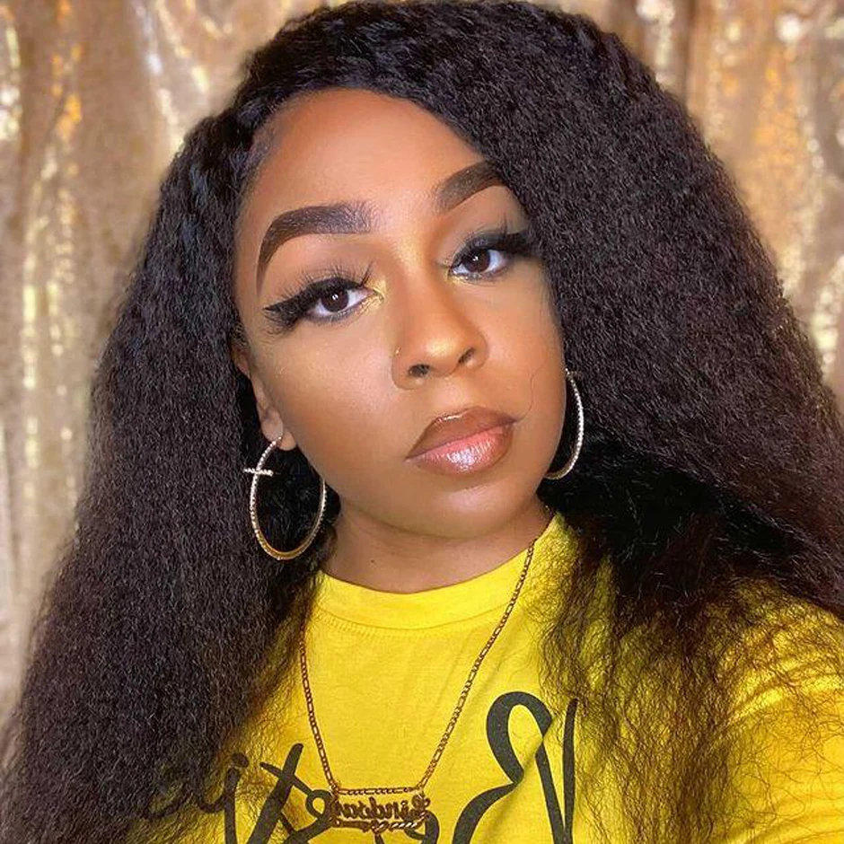 

Indian Yaki Straight Wig Human Hair wigs Full Machine Made Glueless Wig Natural Black Hair Kinky Straight Hair Wigs For Women