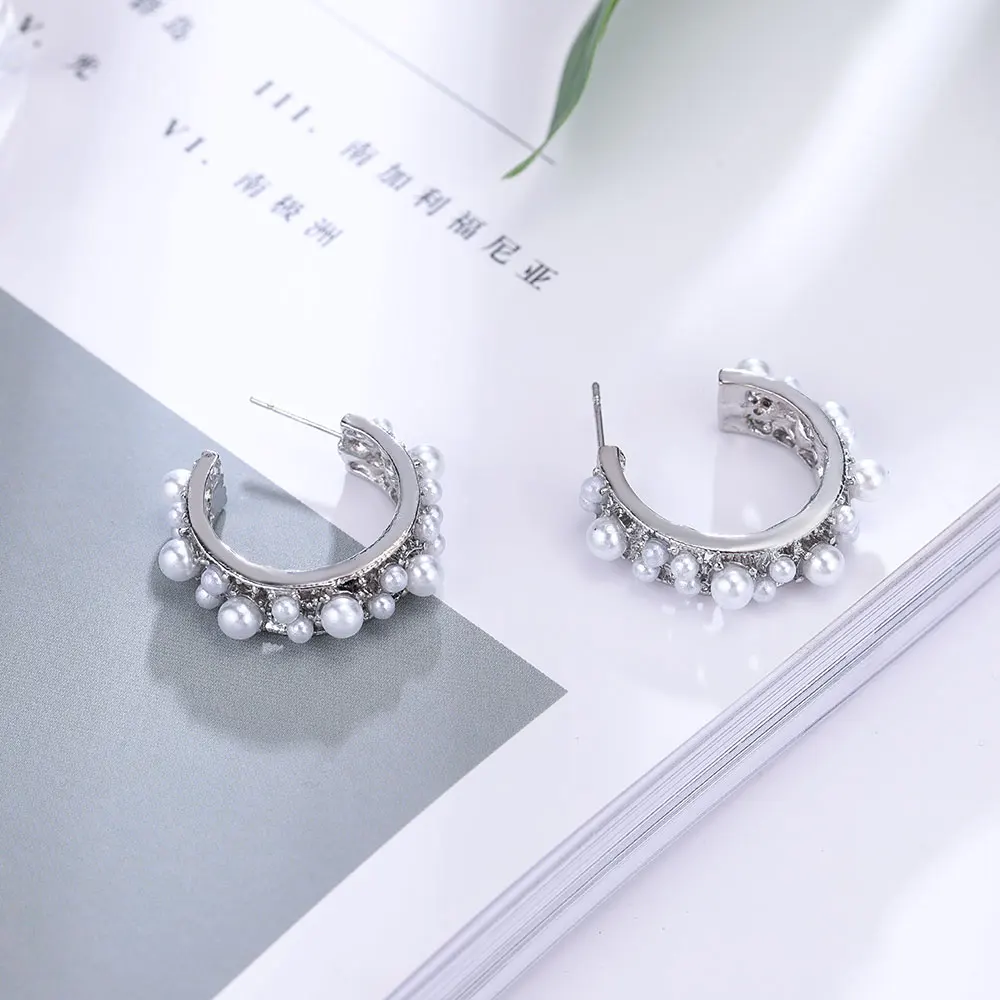 Новые модные серьги HanCheng с жемчугом неправильный заказ круглые гвоздики для
