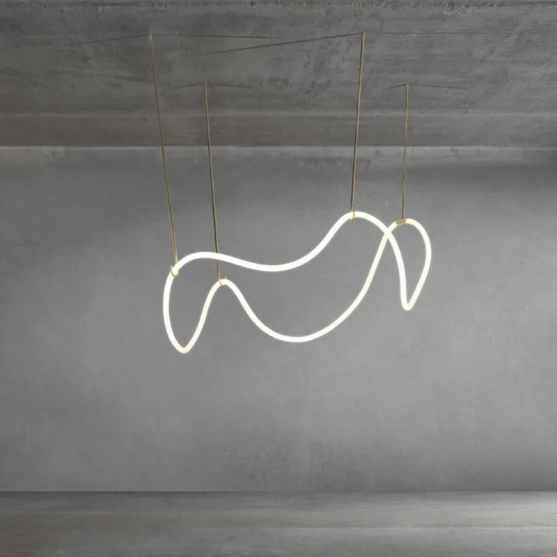 

Modern Dining Room Line LED Lamp Nordic Living Room Lamps Creative Art Chandelier Light Luxury Living Room Lamp Pers PA0697