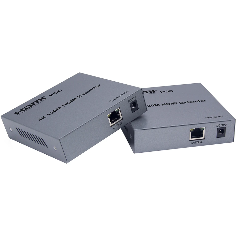 

4K 120m HDMI Extender with loop-out，Use cat5E/6 cable instead of an HDMI cable to transmit HD signals up to 120M Support POC, IR