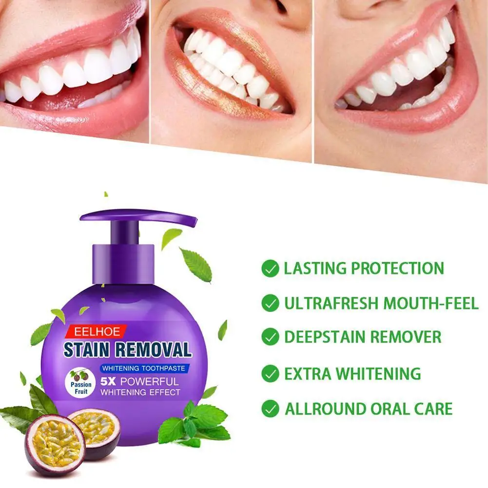 

220g Passion Fruit Blueberry Baking Soda Toothpaste Removes Stains, Whitens And Prevents Bleeding Gums
