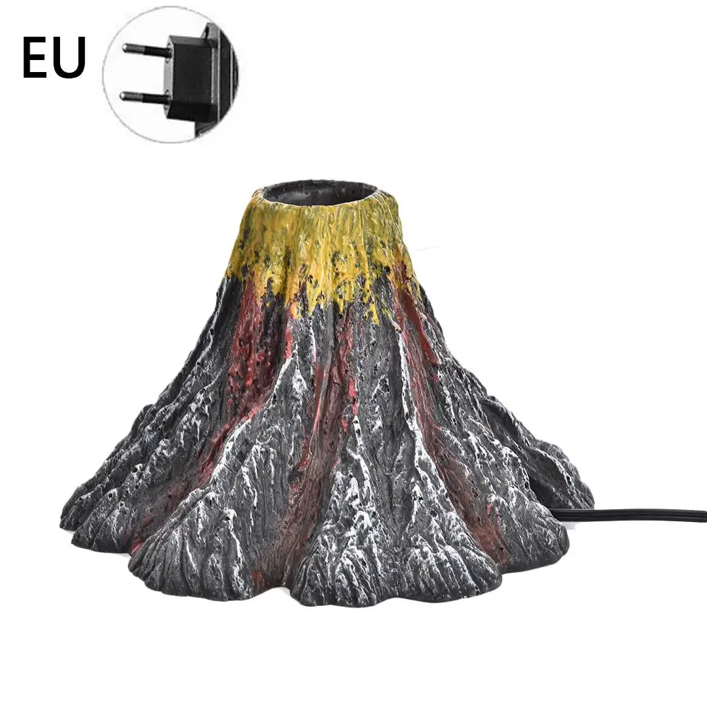 EU Вулкан для аквариума комплект орнаментов с воздушным камнем Bubbler оформление аквариума IP68 RGB светодиодный свет рыба чаша светодиодный свет воздушный камень - Испускаемый цвет: EU