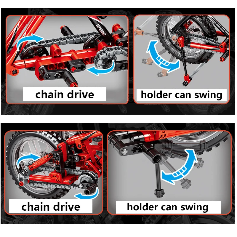 

309PCS Building Blocks 2 In1 Tandem Bicycle Technic Mechanical Mountain Bike City Bricks Compatible Toys For Child